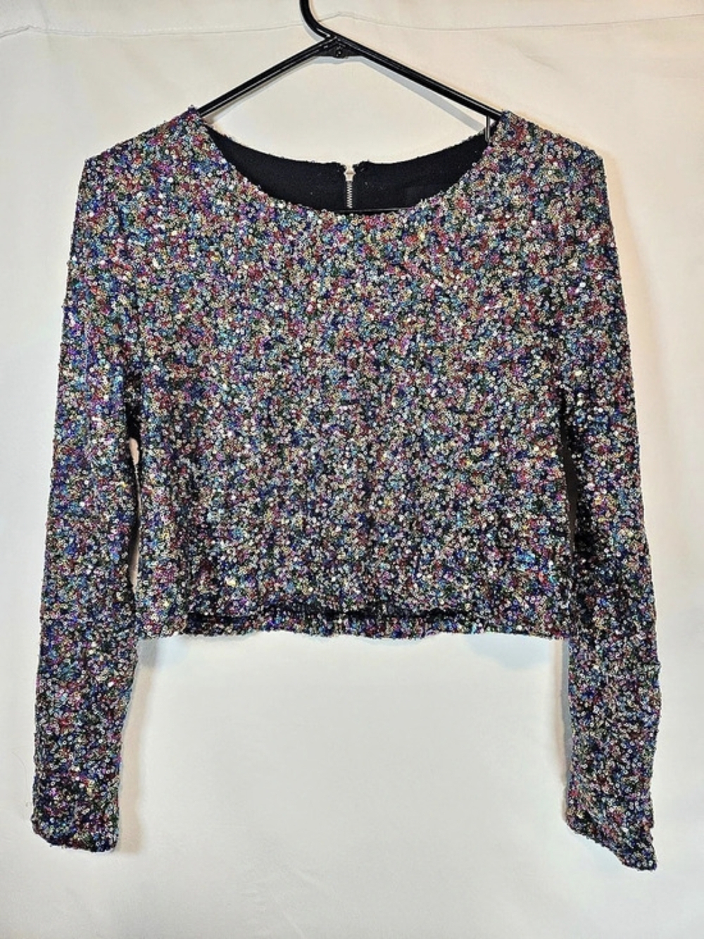 MINKPINK Rainbow Sequin Crop Top Multicolor Small
